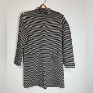 Pearl by Lela Rose Black & cream Striped Long Sleeve dress size small